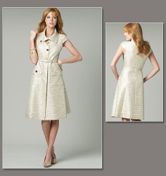 1233 VOGUE PAMELLA ROLAND SHORT SLEEVE PRINCESS BUTTON DRESS, BELT PATTERN 6-12, 14-20 choice uncut